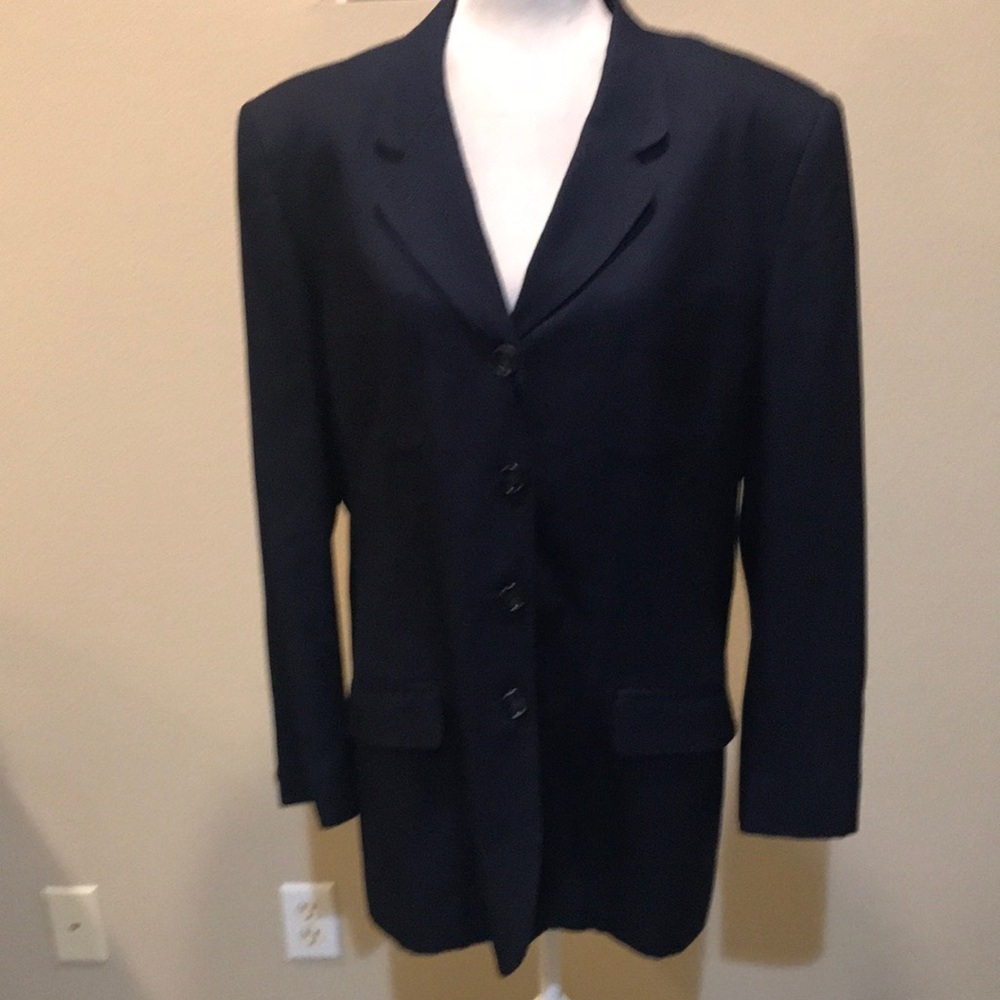 Jones New York Navy Blue 4 Button Front Lined Blazer Jacket 4 Pockets-Size 16